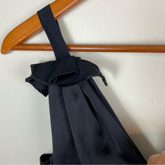 Prabal Gurung Black Satin Ruffle‎ Midi V-Neck Dress Silky Size 4 Luxury Event - Picture 9 of 14